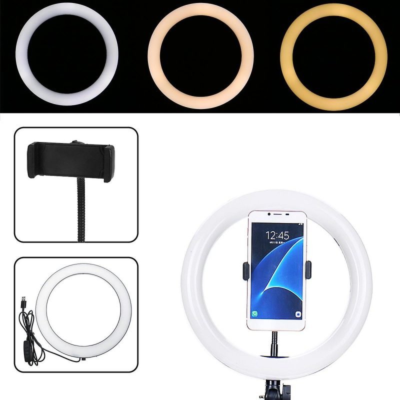 26cm Dimmable Cold Warm LED Studio Camera Ring Light Photo Phone Video Light Lamp for TikTok,Youtube, Selfie+Tripod Stand