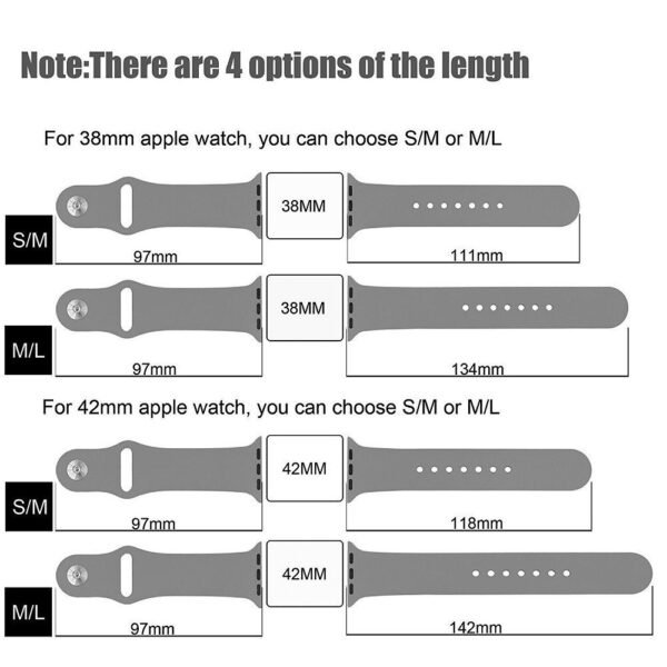 Gadgetgyz Silicone Strap for 42/44mm Apple Watch - Black & Grey (S/M)