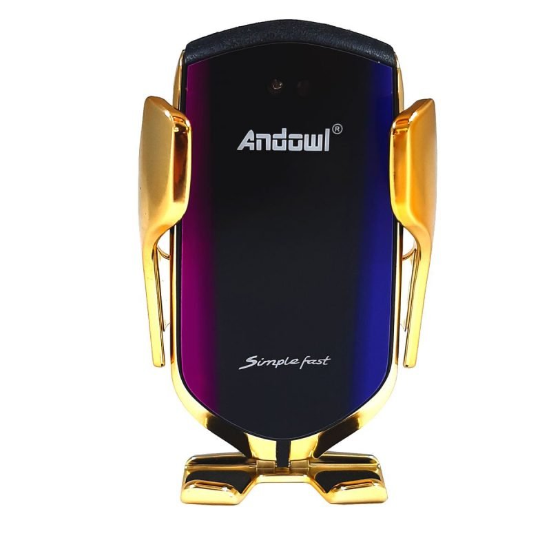 Andowl - Smart Sensor Wireless Car Charger - Cellphone Mount - Gold, Black