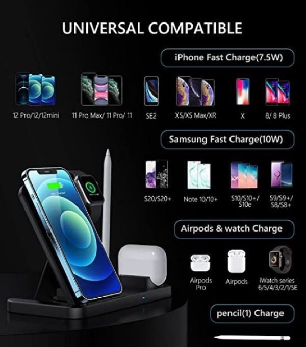 4-in-1 Wireless Fast Charger (compatible with iPhone and Android)