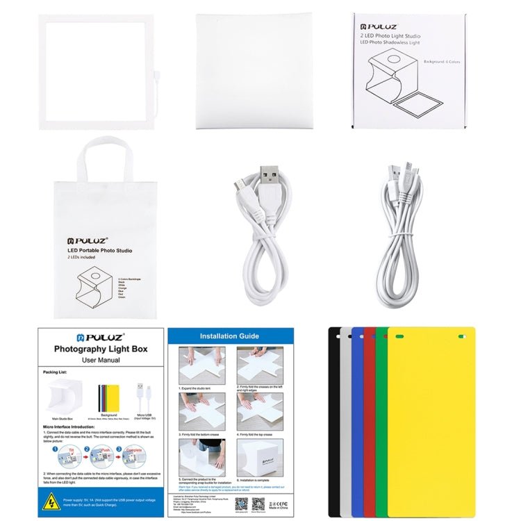 PULUZ PU5022 fat cow 2 LED lights highlight portable studio set small Photo Props photographic equipment - Image 7