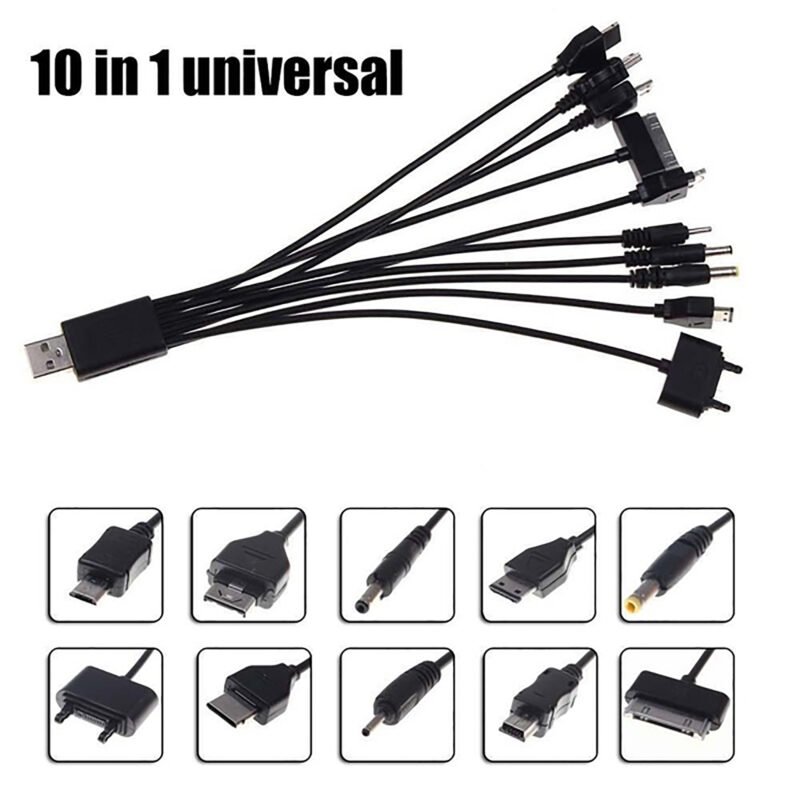 Universal 10 in 1 Multi USB Cable Car Charger for Mobile Phone