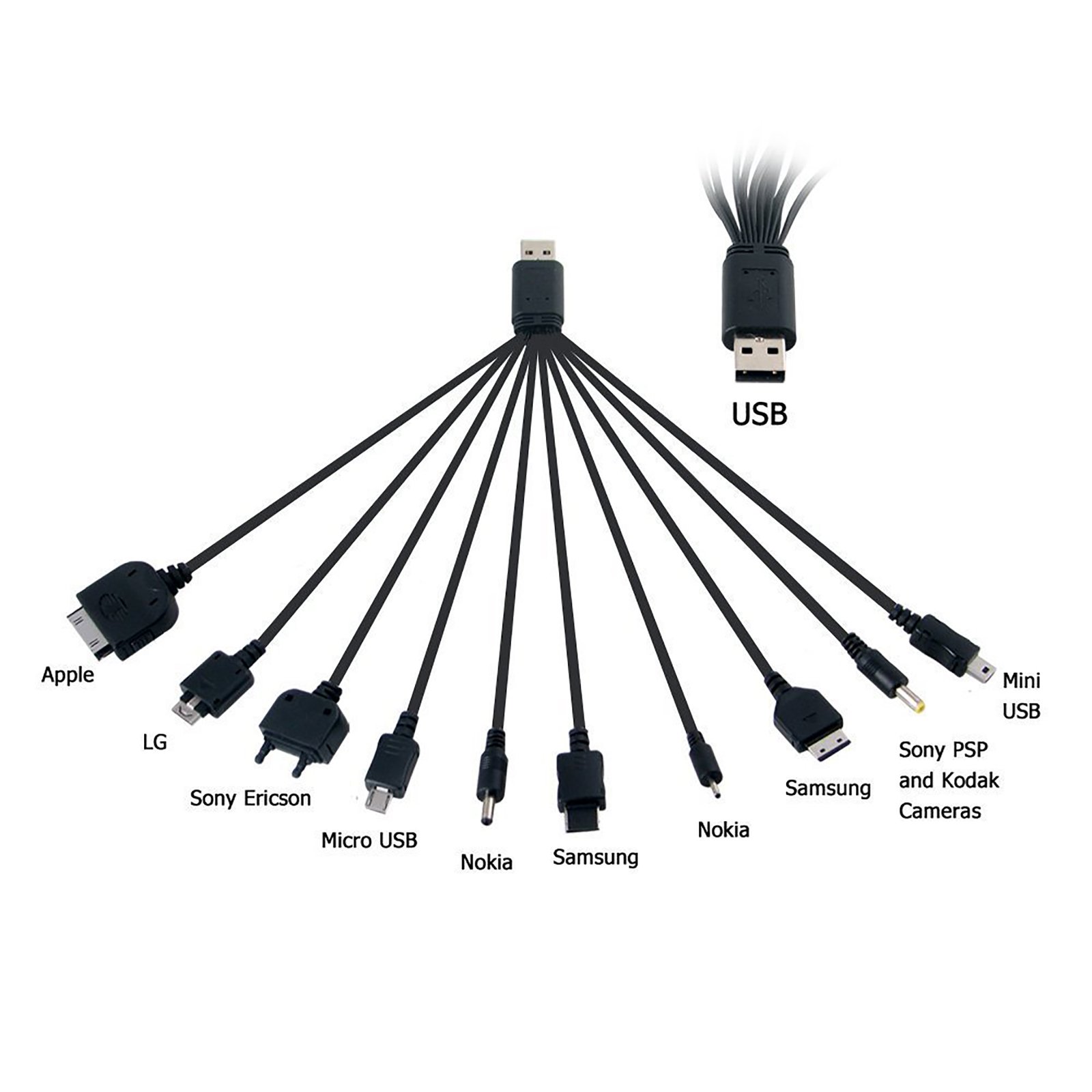 Universal 10 in 1 Multi USB Cable Car Charger for Mobile Phone - Image 3