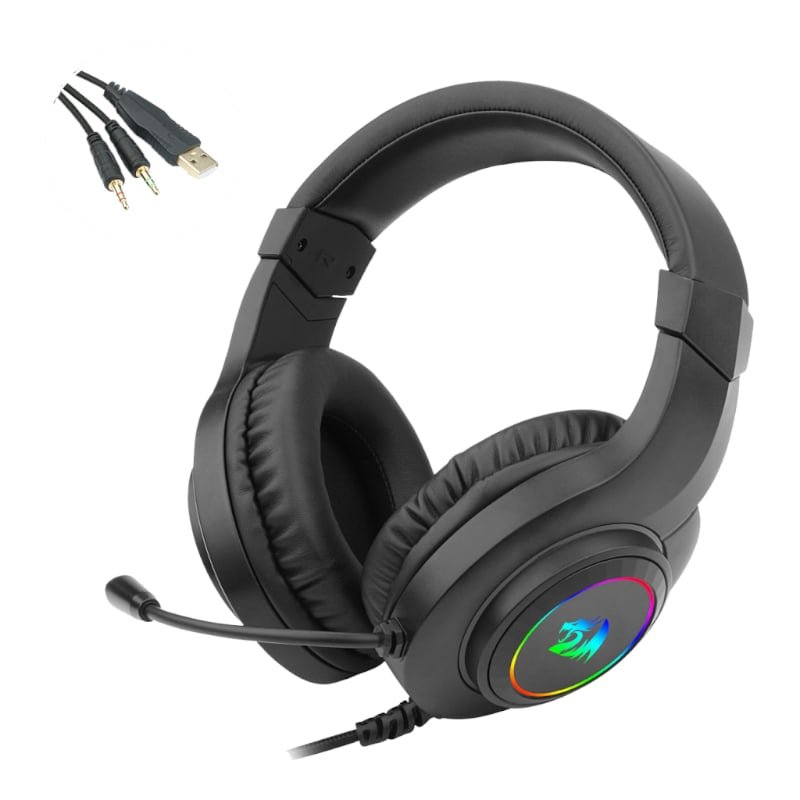 REDRAGON Over-Ear HYLAS Aux (Mic and Headset)|USB (Power Only)
RGB Gaming Headset - Black