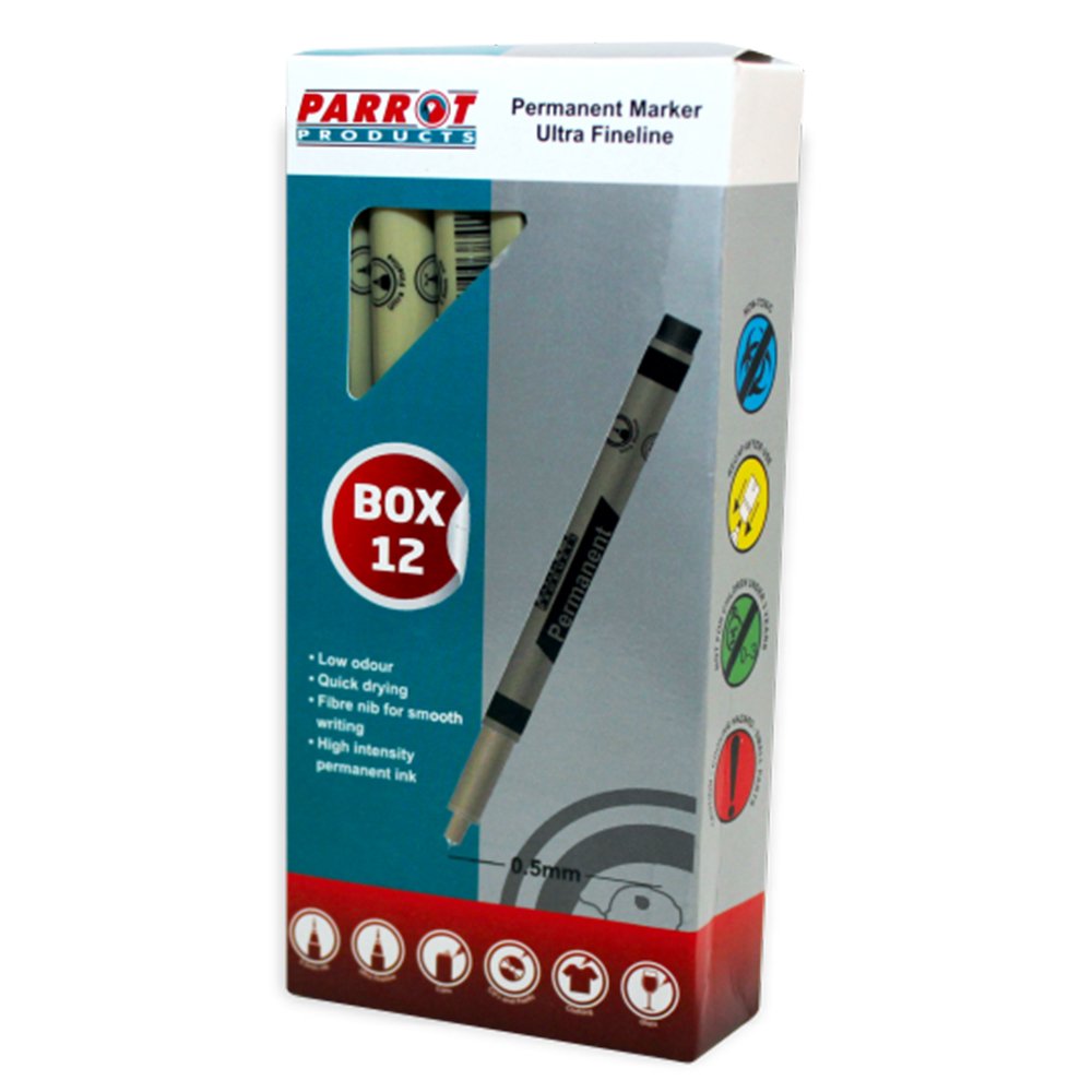 Permanent Markers Ultra Fineliner (Box of 12 – Black)