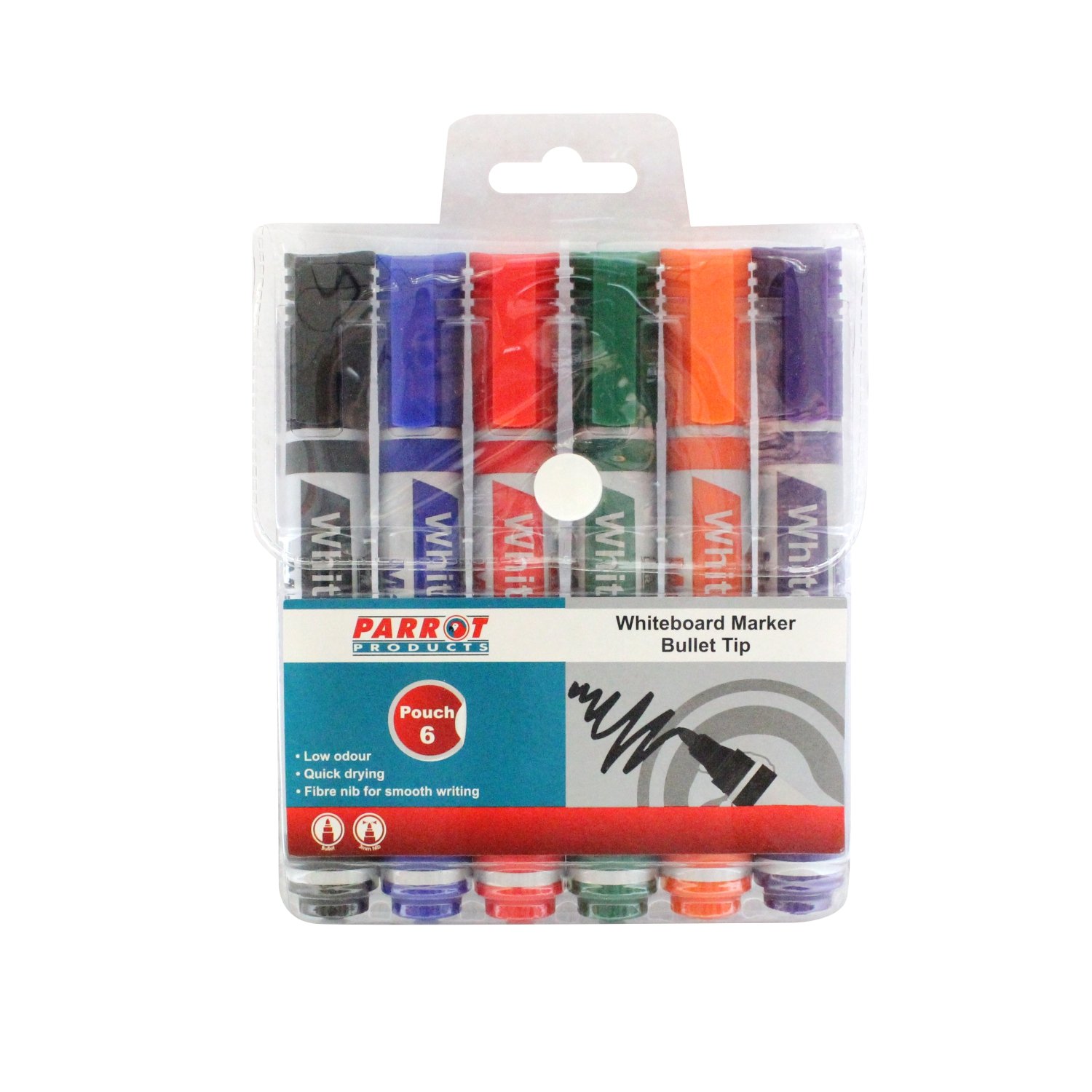 Whiteboard Markers (6 Markers – Bullet Tip – Pouch)