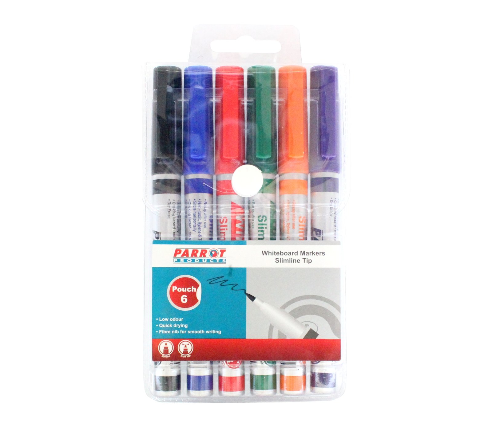 Whiteboard Markers (6 Markers – Slimline Tip – Pouch)