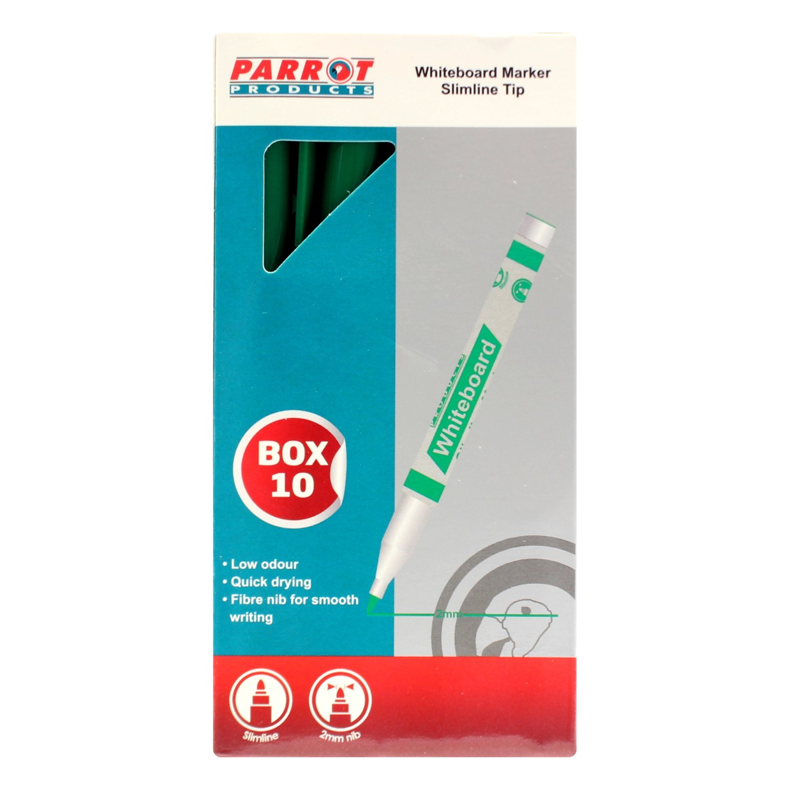 Whiteboard Markers (10 Markers – Slimline Tip – Green)