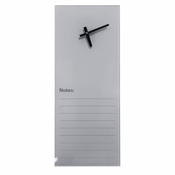Glass Clock With Notes (200 x 580mm - Grey)