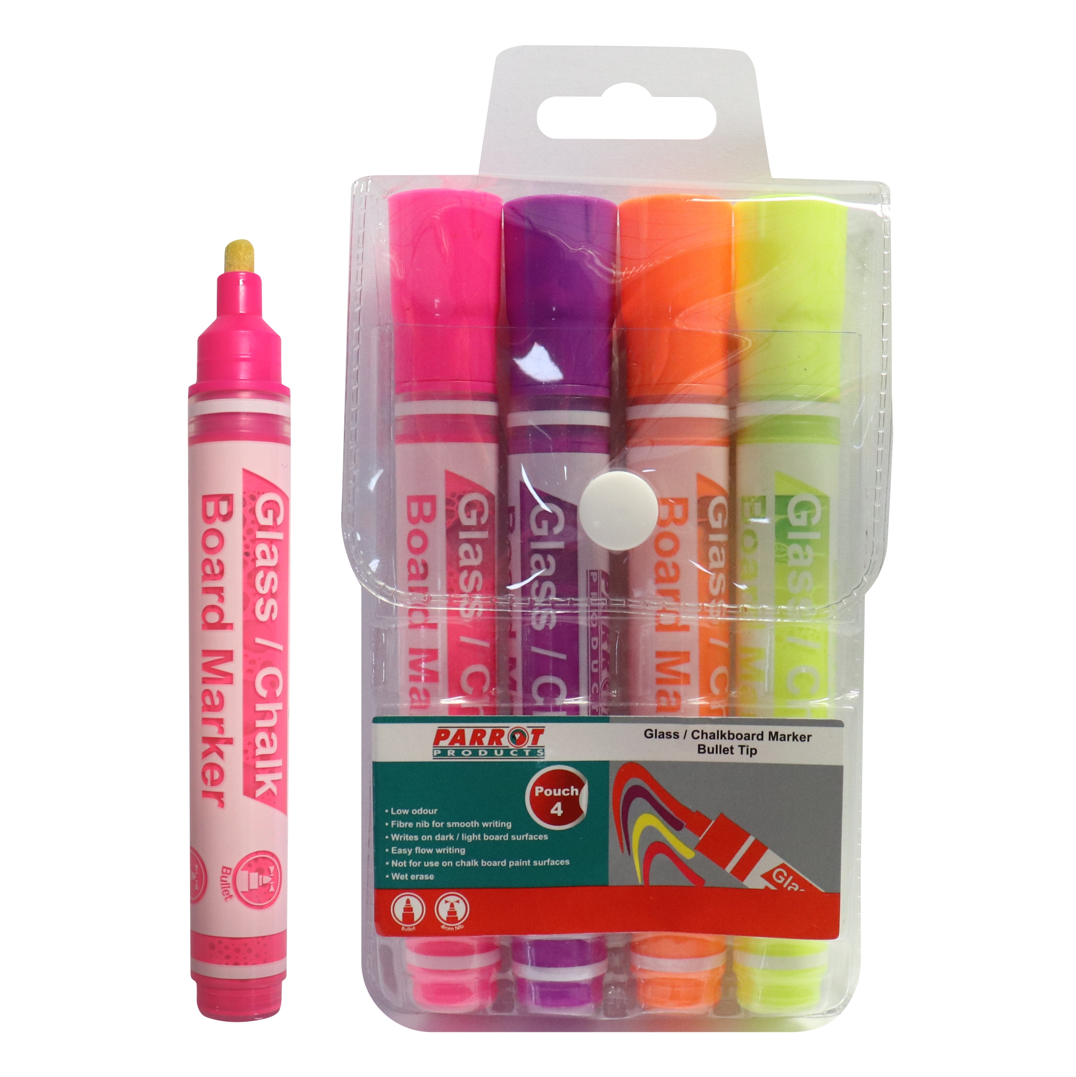 Glass/Chalkboard Markers Pouch 4 (Pink, Purple, Orange, Yellow)