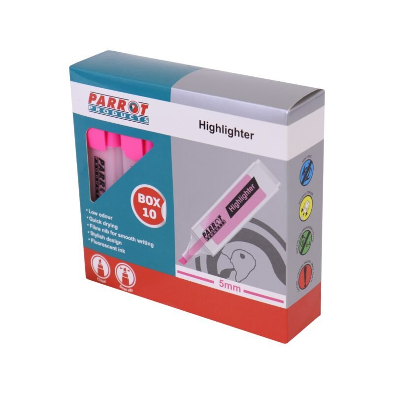 Highlighter Marker Box (10 Markers - Pink)