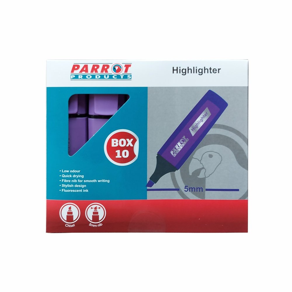 Highlighter Marker Box (10 Markers – Purple)