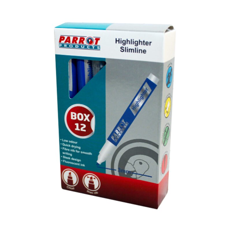 Highlighter Marker Slimline (Box of 12 - Blue)