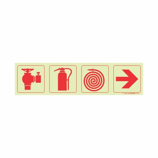Photoluminescent 190mm Safet Sign F3 Fire Hydrant Fire Extinguisher Fore Hose Reel Arrow Right