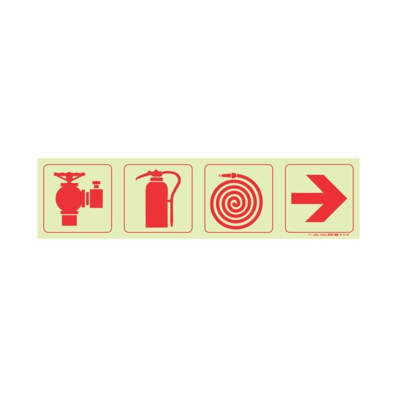 Photoluminescent 190mm Safet Sign F3 Fire Hydrant Fire Extinguisher Fore Hose Reel Arrow Right