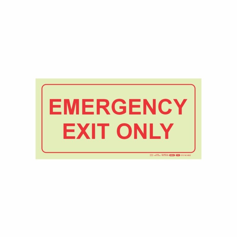 Photoluminescent 190mm Safety Sign F41 Emergency Exit Only