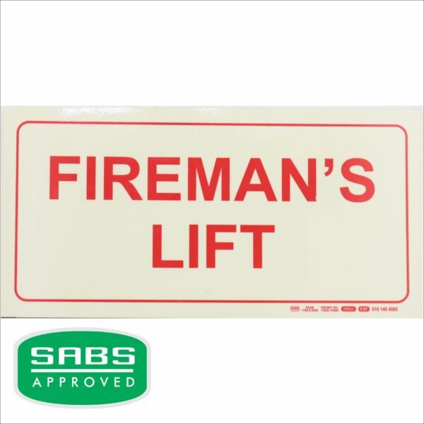 Photoluminescent 190mm Safety Sign F47 Firemans Lift