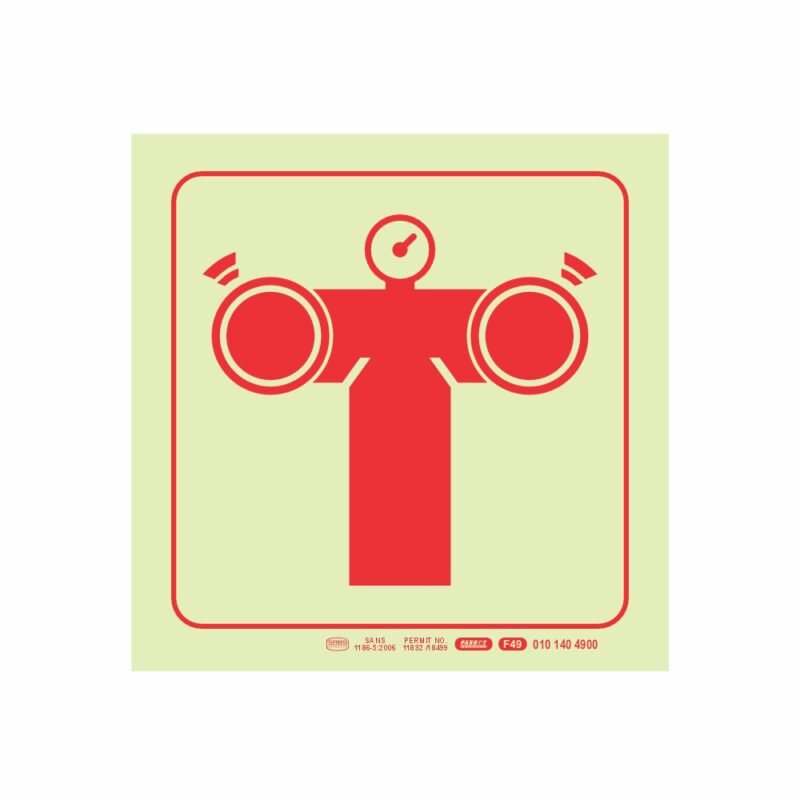 photoluminescent 190mm Safety Sign F49 Fire Pump Connection