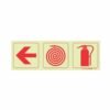 Photoluminescent 190mm Safety Sign F5 Arrow Left Fire Hose Reel Fire Extinguisher