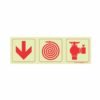 Photoluminescent 190mm Safety Sign F7 Arrow Down Fire Hose Reel Fire Hydrant