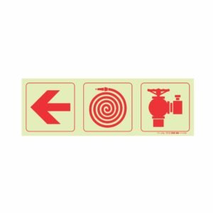 Photoluminescent 190mm Safety Sign F8 Arrow Left Fire Hose Reel Fire Hydrant
