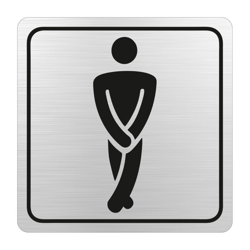 Gents Toilet Symbolic Sign - Black Printed on Brushed Aluminium ACP (150 x 150mm)