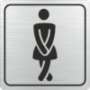 Ladies Toilet Symbolic Sign - Black Printed on Brushed Aluminium ACP (150 x 150mm)