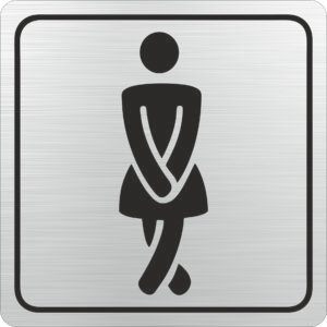 Ladies Toilet Symbolic Sign - Black Printed on Brushed Aluminium ACP (150 x 150mm)