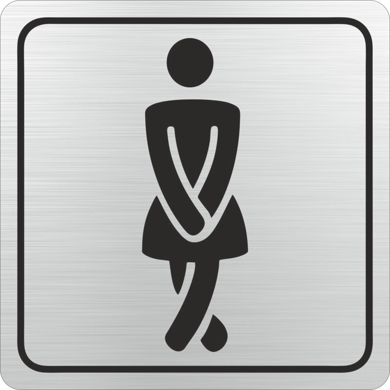 Ladies Toilet Symbolic Sign - Black Printed on Brushed Aluminium ACP (150 x 150mm)