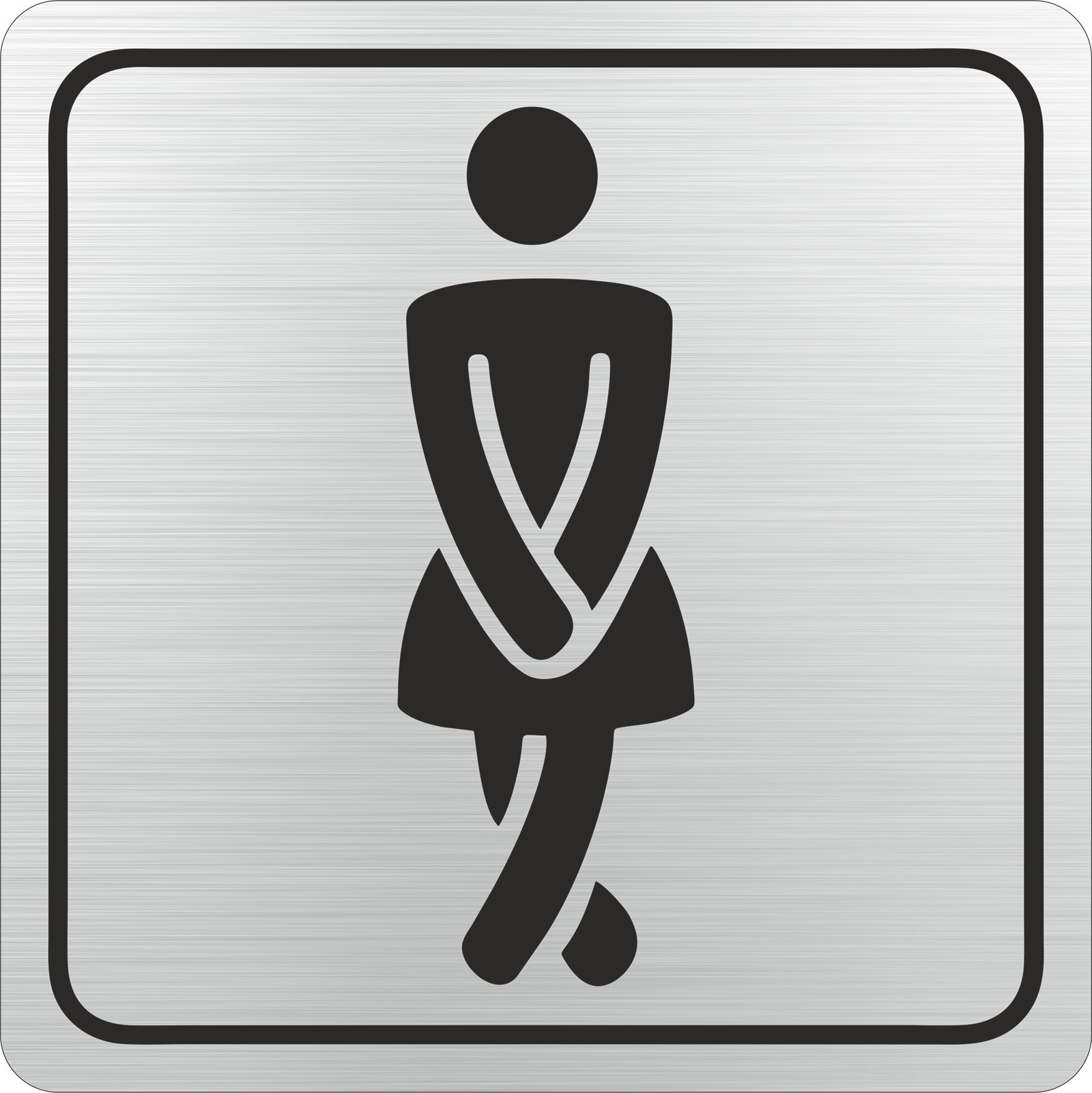 Ladies Toilet Symbolic Sign - Black Printed on Brushed Aluminium ACP (150 x 150mm)