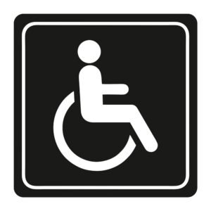 Sign Symbolic 150*150mm Black Printed Disabled Toilet Sign on White ACP