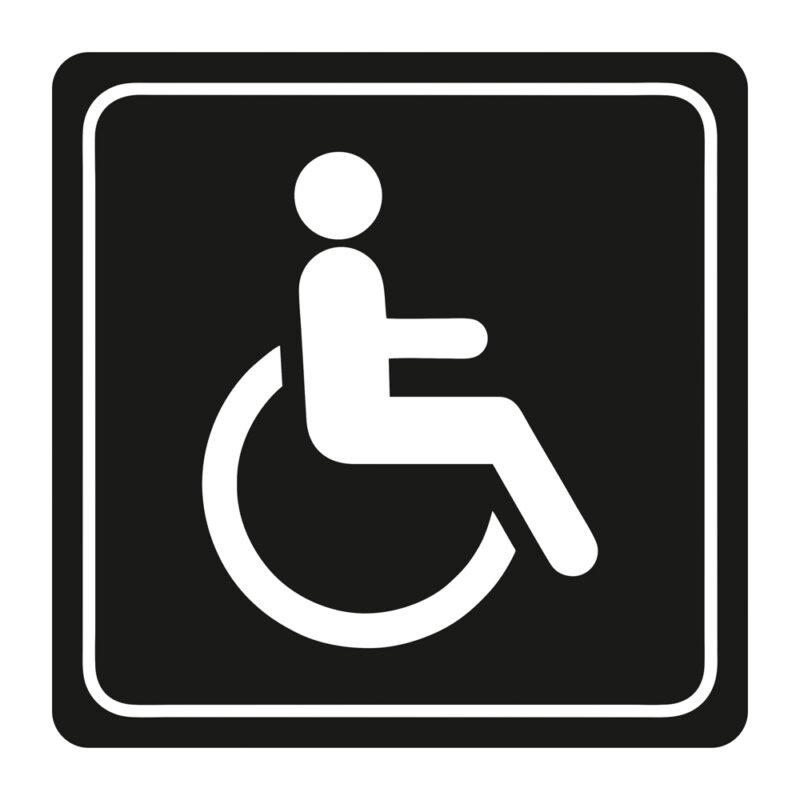 Sign Symbolic 150*150mm Black Printed Disabled Toilet Sign on White ACP