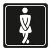 Sign Symbolic 150*150mm Black Printed Ladies Toilet Sign on White ACP