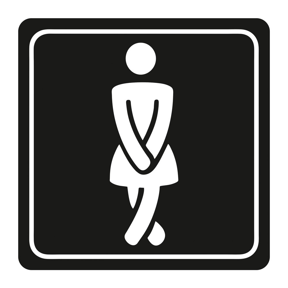 Sign Symbolic 150*150mm Black Printed Ladies Toilet Sign on White ACP