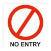 No Entry Symbolic Sign - Printed on White ACP (150 x 150mm)