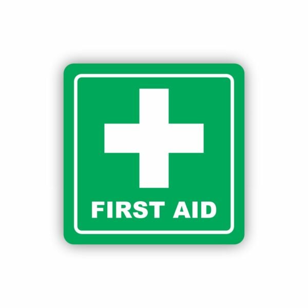 Green First Aid Symbolic Sign - Printed on White ACP (150 x 150mm)