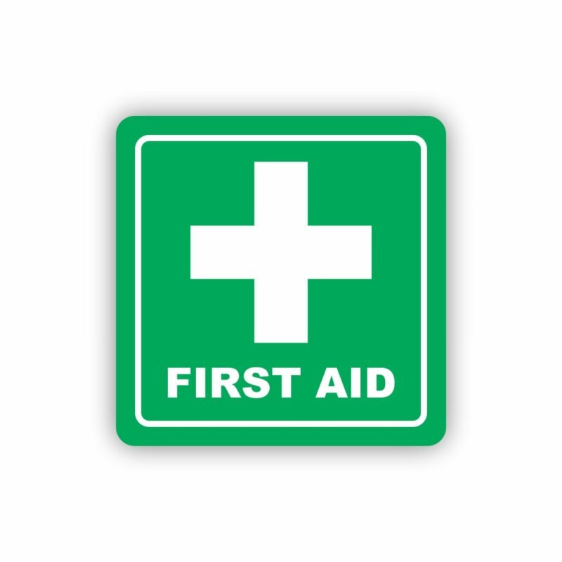 Green First Aid Symbolic Sign - Printed on White ACP (150 x 150mm)