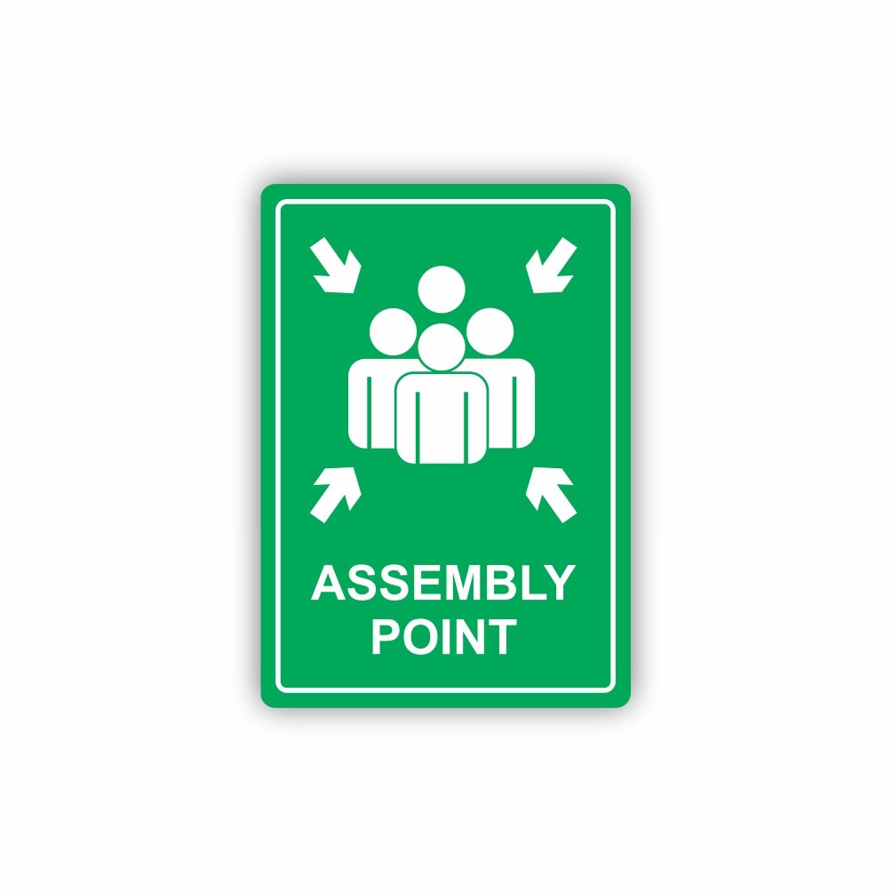 Green Assembly Point Symbolic Sign - Printed on White ACP (297 x 210mm)