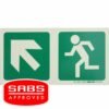 Photoluminescent 190MM Safety Sign - E12-Diagonal Arrow Up AND Left+Running Man