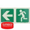 Photoluminescent 190MM Safety Sign - E2-Arrow Left+Running Man
