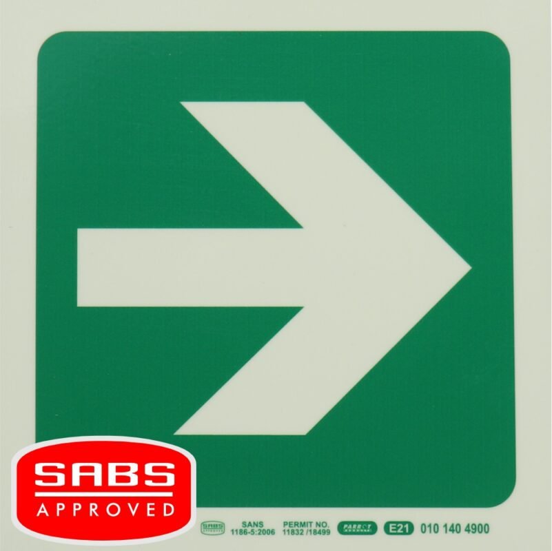 Photoluminescent 190MM Safety Sign - E21-Arrow Right