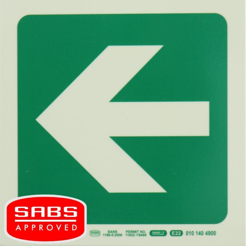 Photoluminescent 190MM Safety Sign - E22-Arrow Left