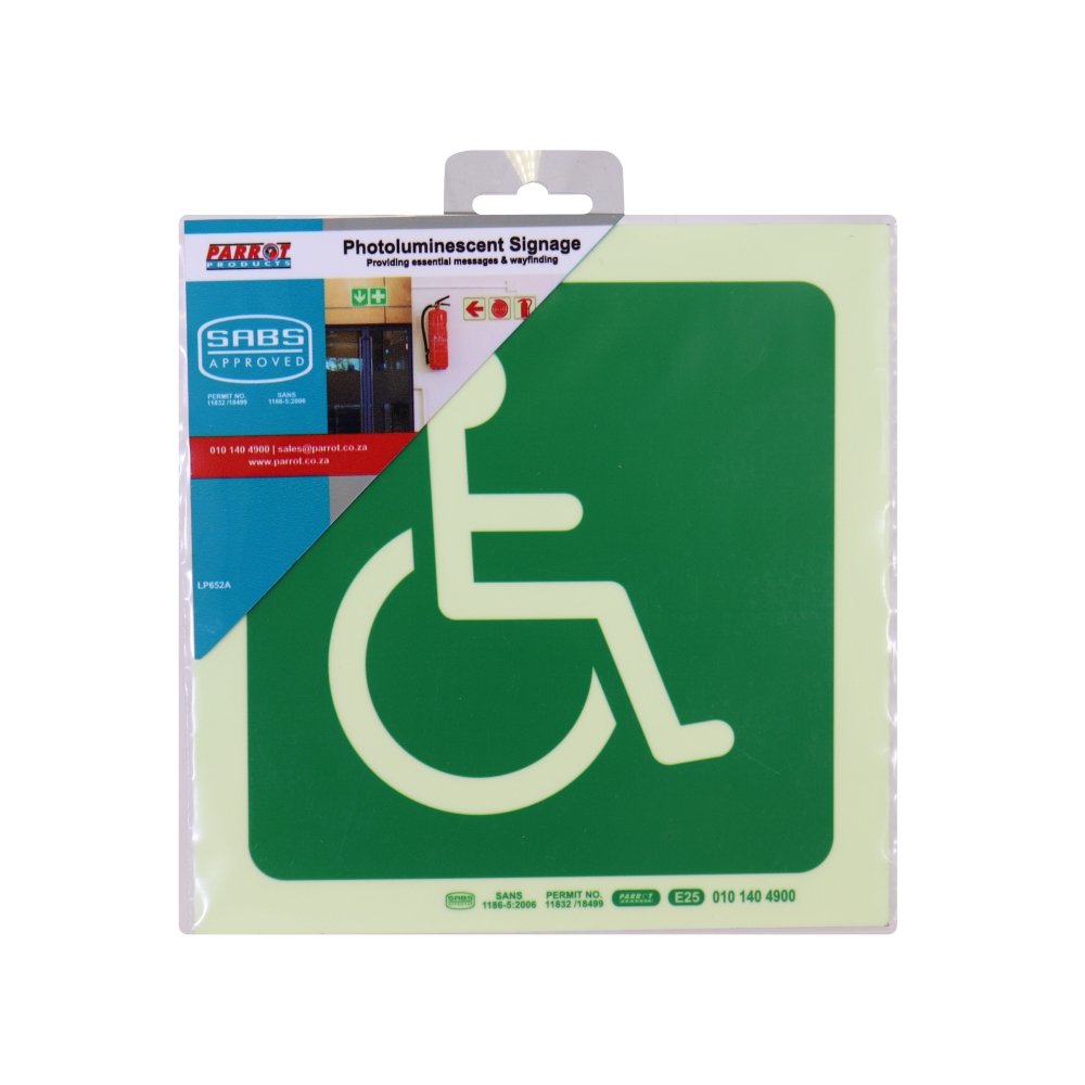 Photoluminescent 190MM Safety Sign – E25-Paraplegic Symbol