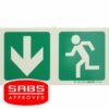Photoluminescent 190MM Safety Sign - E3-Arrow Down+Running Man