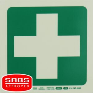 Photoluminescent 190MM Safety Sign - E7-Green Cross