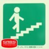 Photoluminescent 190MM Safety Sign - E8-Running Man On Stairs Going Up AND Right