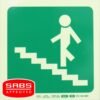 Photoluminscent 190MM Safety Sign - E9-Running Man On Stairs Going Up AND Left