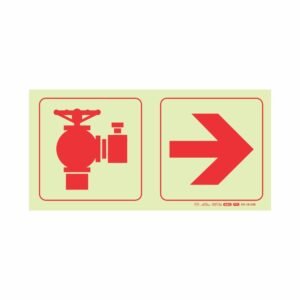 Photoluminescent 190mm Safety Sign Fire Hydrant Arrow Right