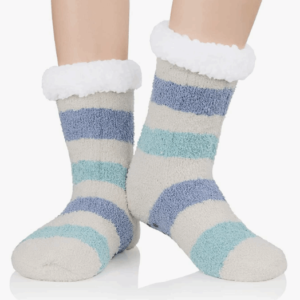 Comfy Anti Slip Ladies Socks - Blue & Grey