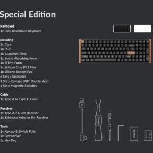 Keychron K4 HE 96% Magnetic Switch Hot-Swap RGB Wireless Keyboard – White (Wood + Aluminium) - Image 6